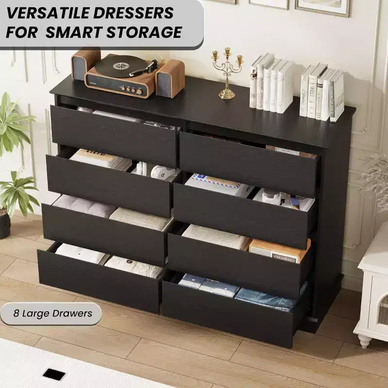 Commode de chambre à 8 tiroirs, commode de rangement avec tiroirs profonds
