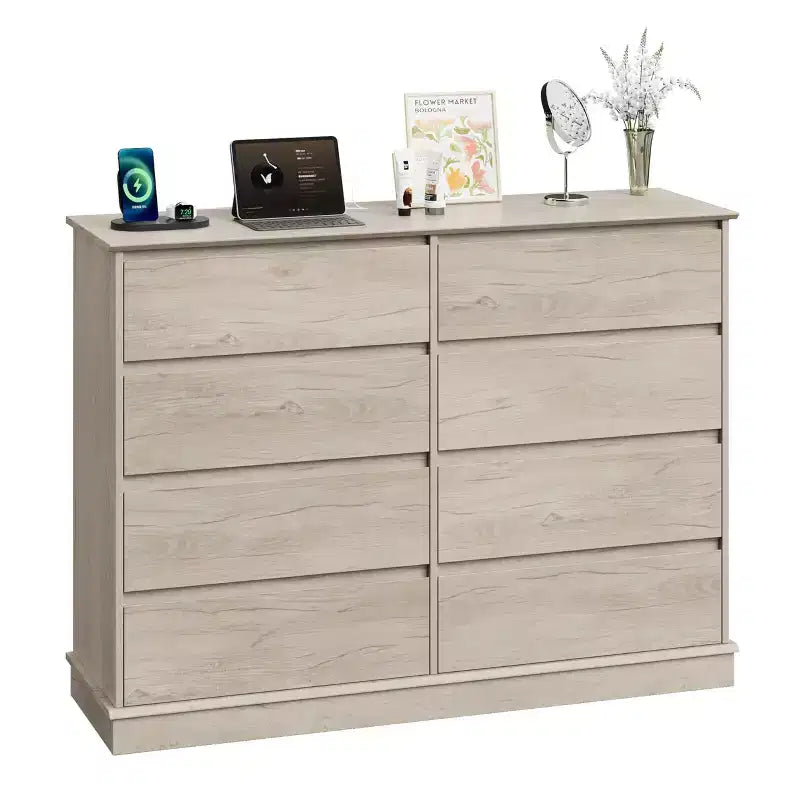 Commode de chambre à 8 tiroirs, commode de rangement avec tiroirs profonds