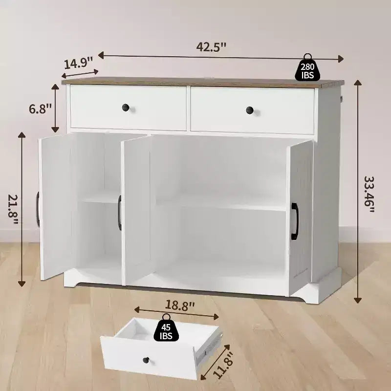 Meuble de Rangement Pratique, Buffet D'appoint avec Espace de Rangement