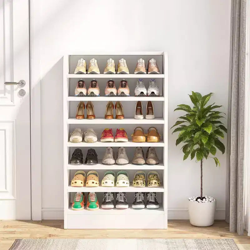MAYEERTY 47.24H Wooden Shoe Cabinet, Sturdy E1 Particleboard Shoe Storage Rack for Hallway