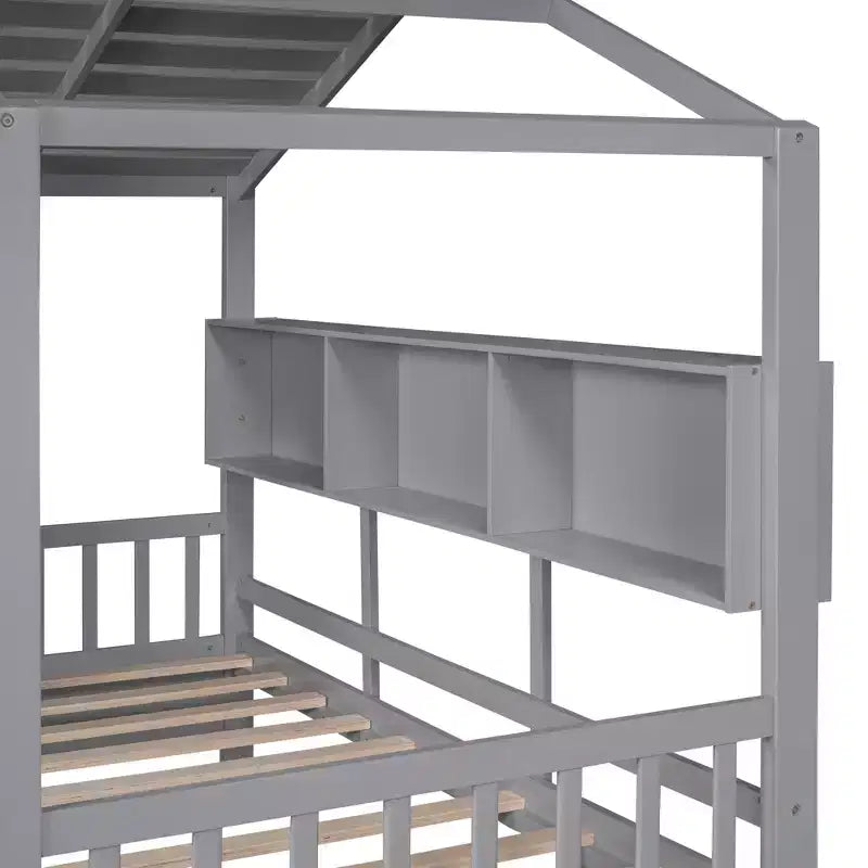 Lit cabane pour enfant avec tiroirs de rangement, Cadre de lit cabane pour enfant avec étagères
