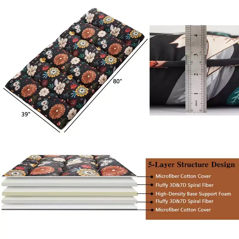 Matelas de sol futon japonais jumeau, tapis de couchage pliable