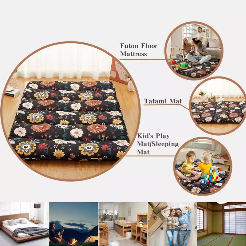 Matelas de sol futon japonais jumeau, tapis de couchage pliable