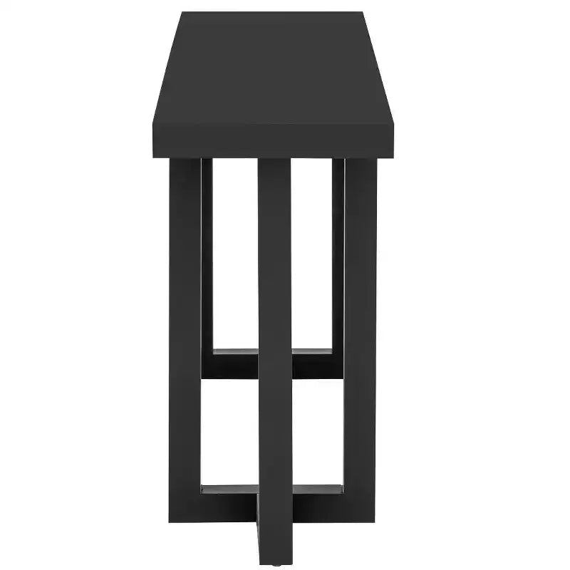 Console avec pieds en bois massif, Table d'entrée élégante avec plateau épais