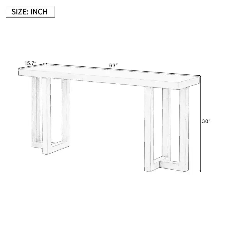 Console avec pieds en bois massif, Table d'entrée élégante avec plateau épais