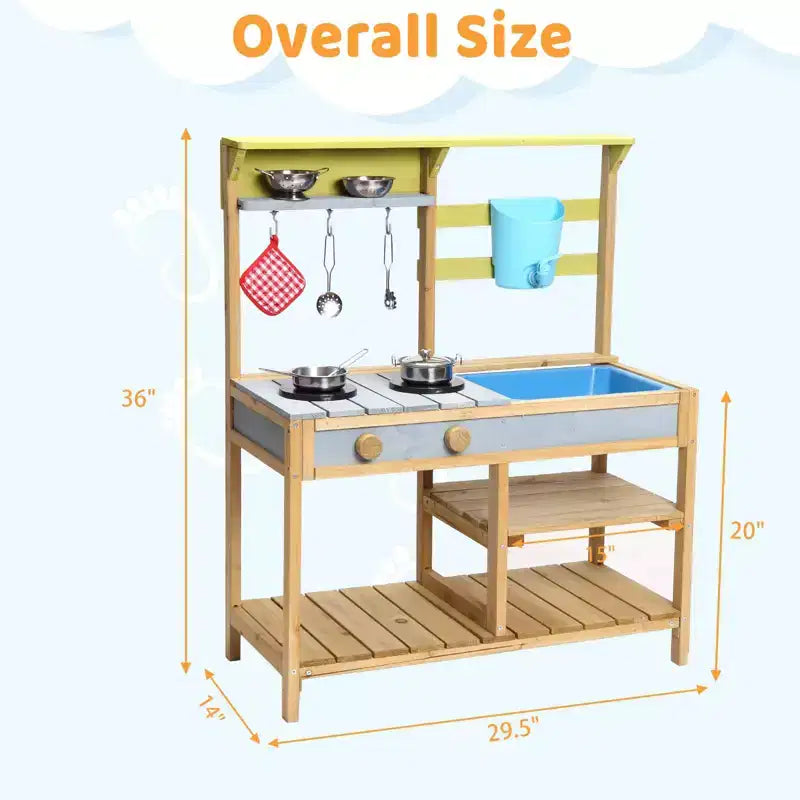 Cuisine de boue pour enfants, cuisine de jeu en bois d'extérieur