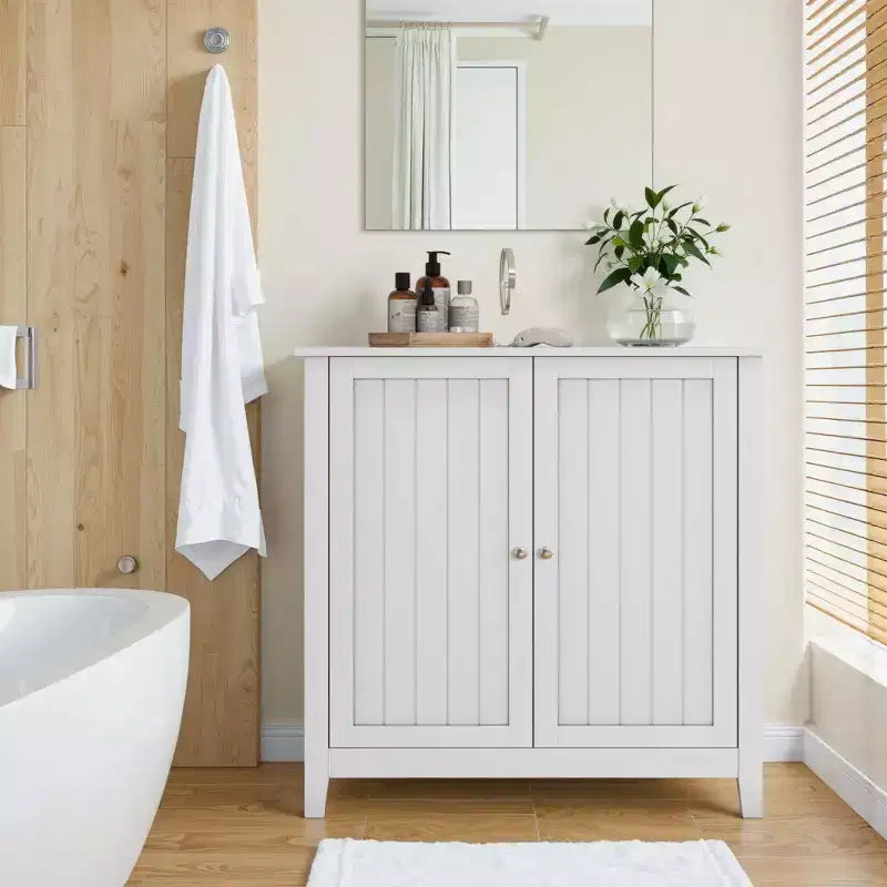 Bathroom Floor Storage Cabinet with 2 Doors Modern Storage Organizer Cabinet Freestanding Floor Corner Cabinet for Living Room Hallway Home Furniture