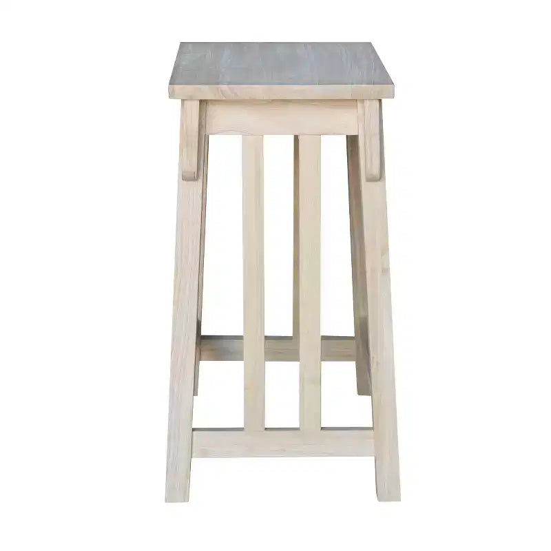 Tabouret de bar hauteur comptoir en bois d'hévéa massif, assise rectangulaire