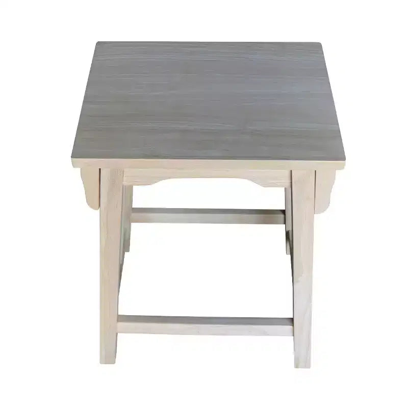 Tabouret de bar hauteur comptoir en bois d'hévéa massif, assise rectangulaire