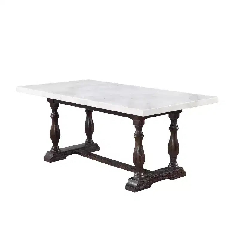Table de salle à manger Marbre Blanc/Marron Expresso