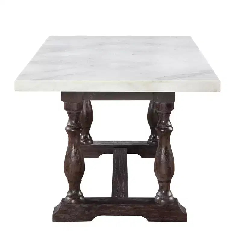 Table de salle à manger Marbre Blanc/Marron Expresso