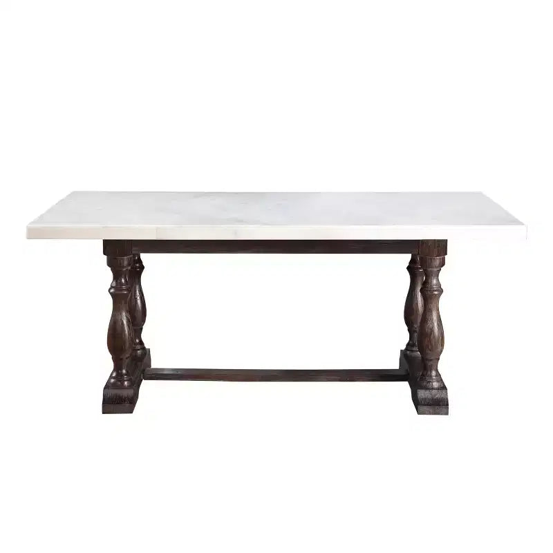 Table de salle à manger Marbre Blanc/Marron Expresso