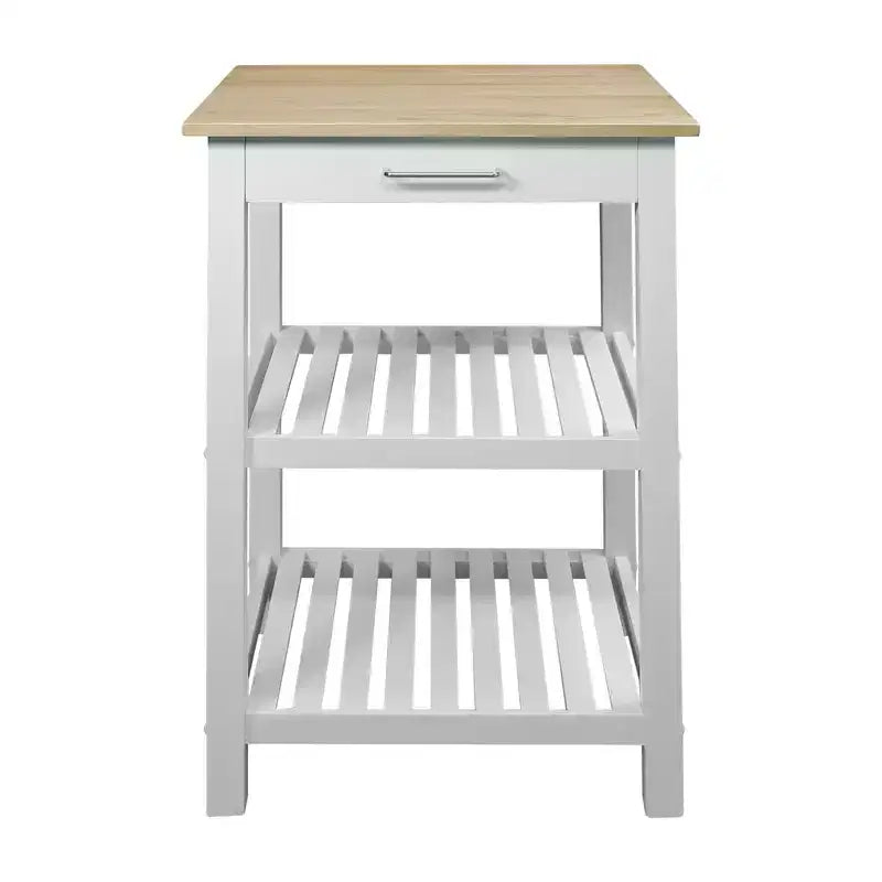 Îlot de cuisine Harvest avec plateau en bois massif blanc/naturel
