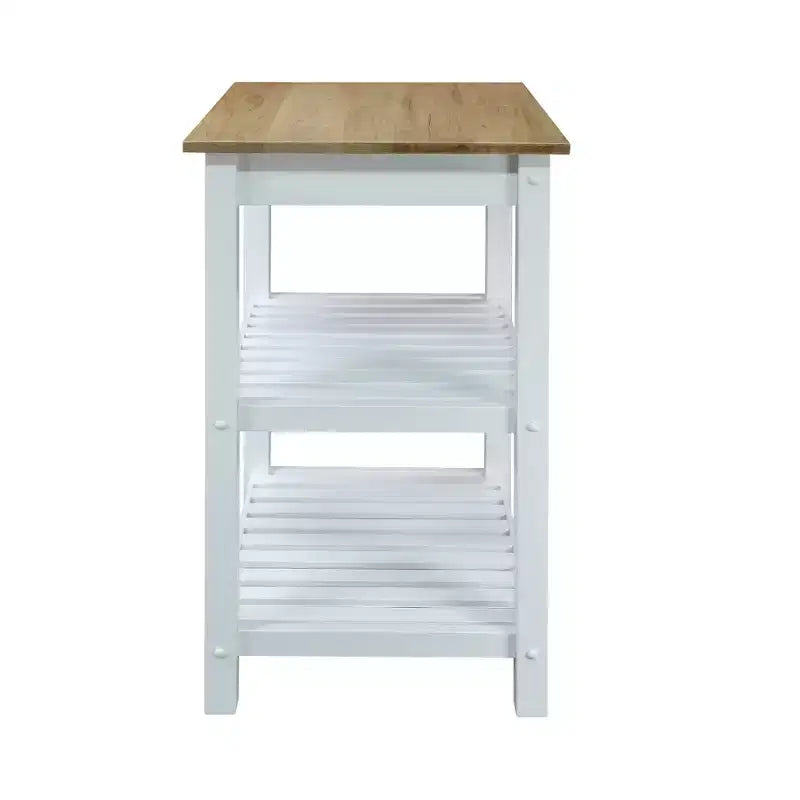 Îlot de cuisine Harvest avec plateau en bois massif blanc/naturel