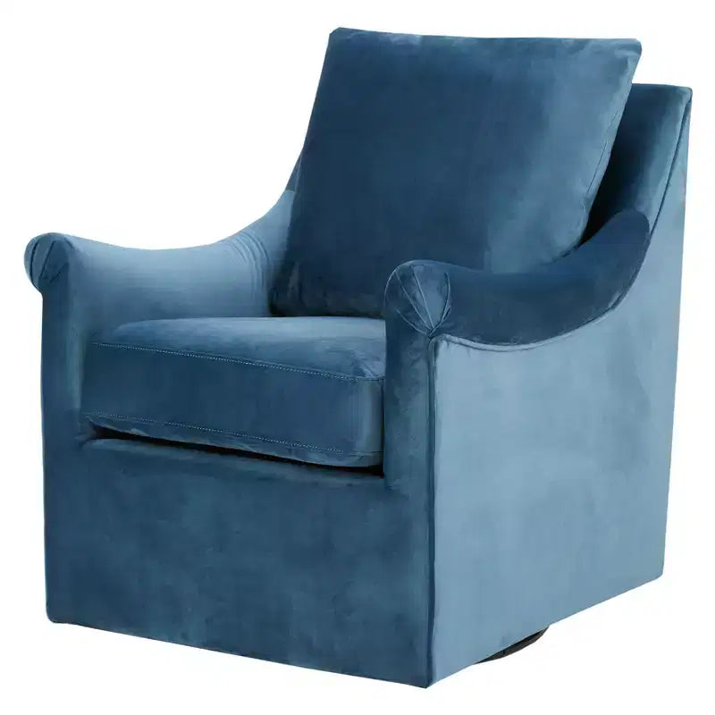Fauteuil de bureau pivotant bleu en velours