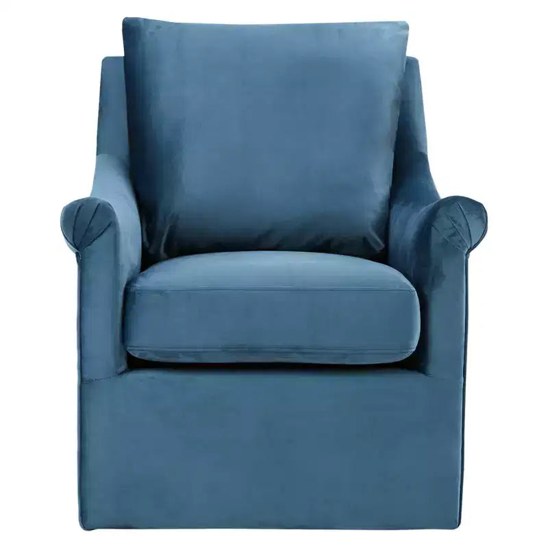 Fauteuil de bureau pivotant bleu en velours