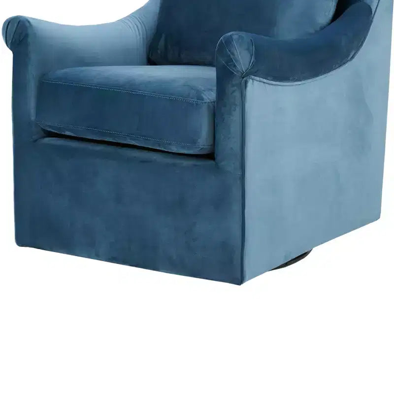 Fauteuil de bureau pivotant bleu en velours