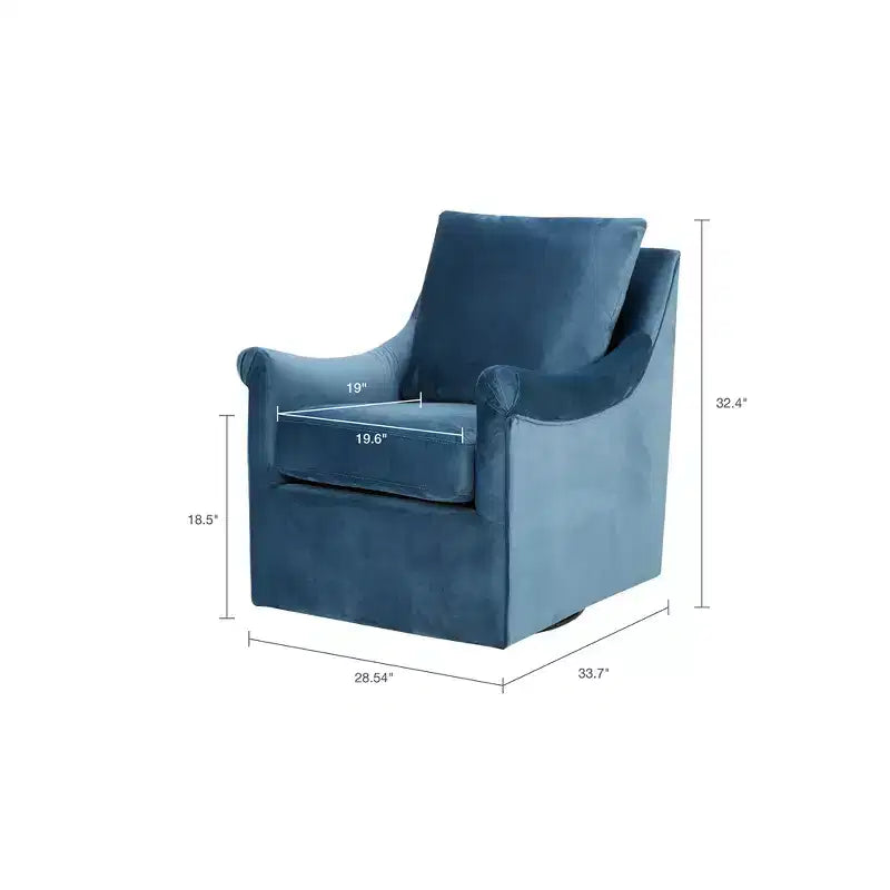 Fauteuil de bureau pivotant bleu en velours