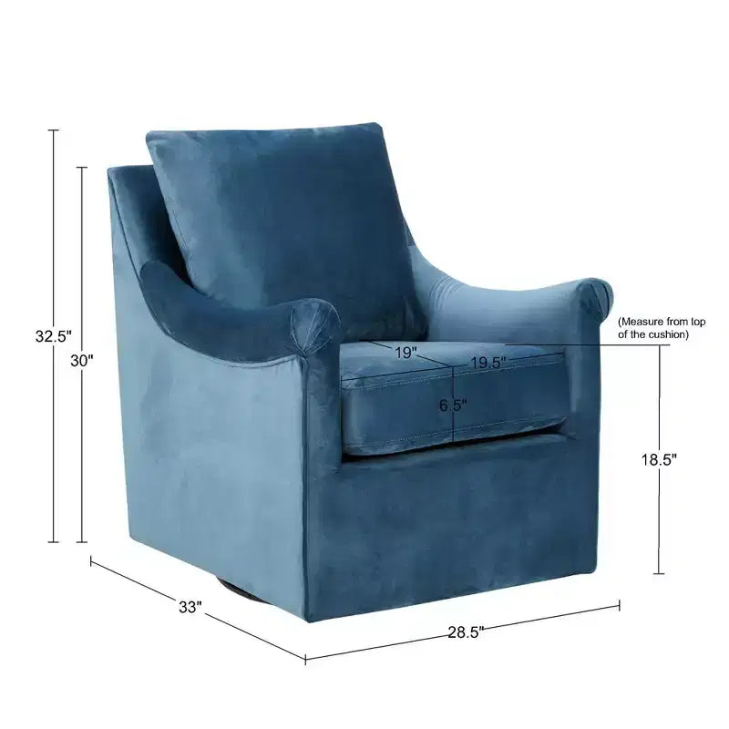 Fauteuil de bureau pivotant bleu en velours