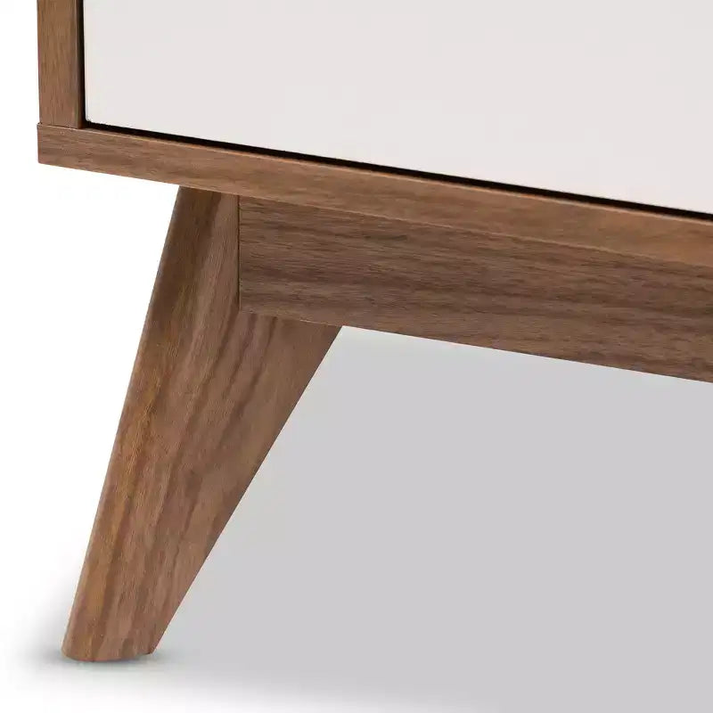 Commode de rangement à 4 tiroirs en bois, style Mid-Century Modern, couleur marron