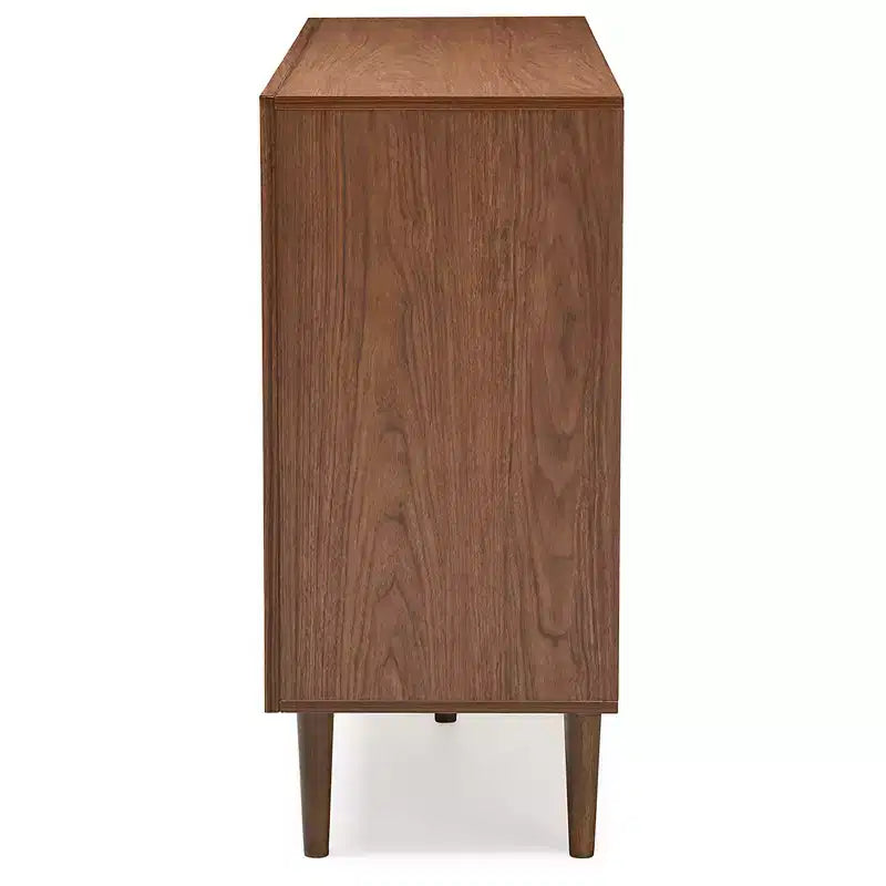 Commode de rangement moderne en bois de style Mid-Century à 6 tiroirs Blanc/Noyer
