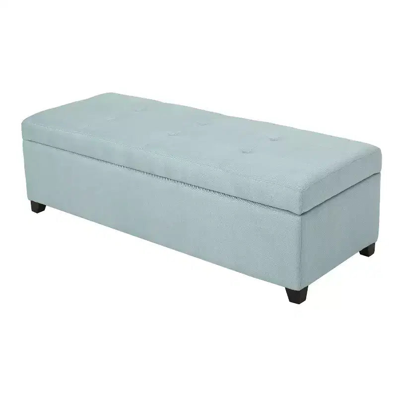 London Fabric Storage Ottoman Bench - Light Blue: Christopher Knight Home with Tufted Lid, Bedroom Accessory