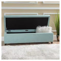 Banc pouf de rangement en tissu - Bleu clair avec couvercle capitonné