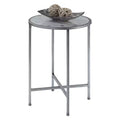 Table d'appoint ronde en faux marbre/argent