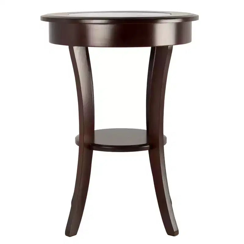 Guéridon d'appoint avec pieds évasés en verre, étagère en bois composite