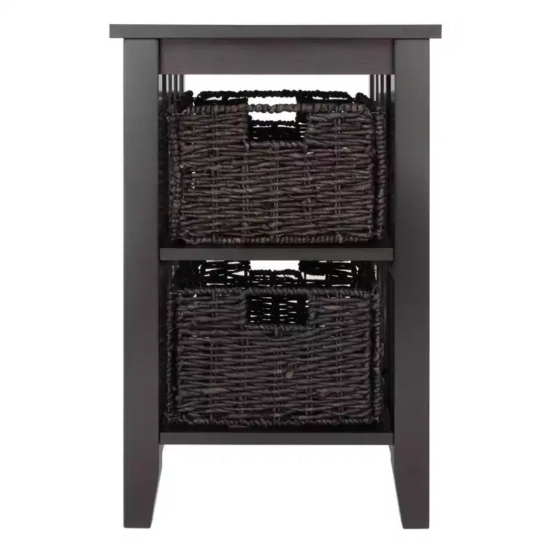Table d'appoint avec paniers Espresso/Chocolat Rangement compact