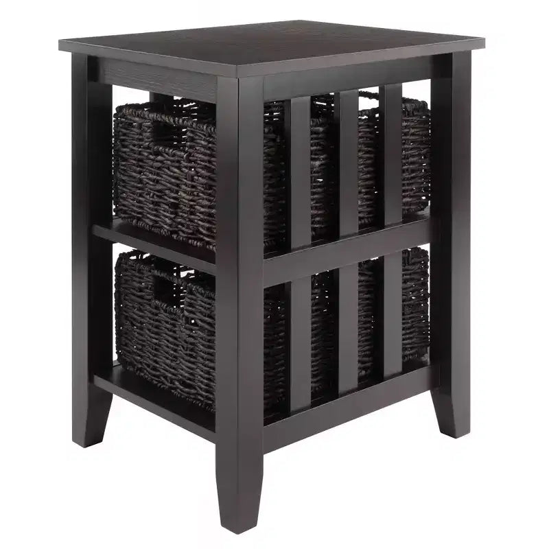 Table d'appoint avec paniers Espresso/Chocolat Rangement compact