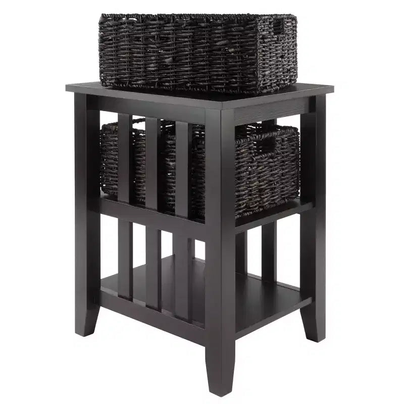 Table d'appoint avec paniers Espresso/Chocolat Rangement compact