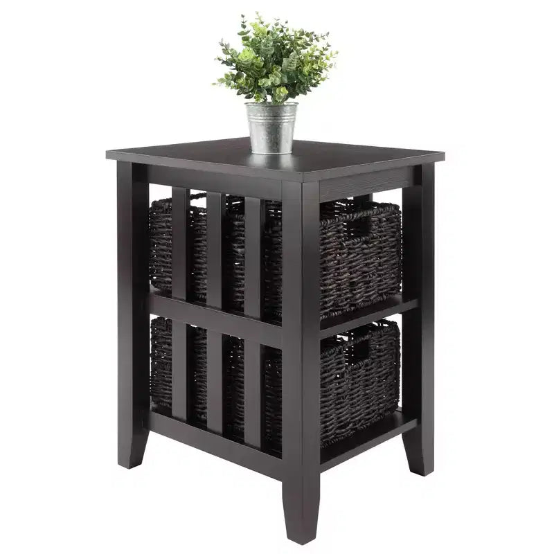 Table d'appoint avec paniers Espresso/Chocolat Rangement compact