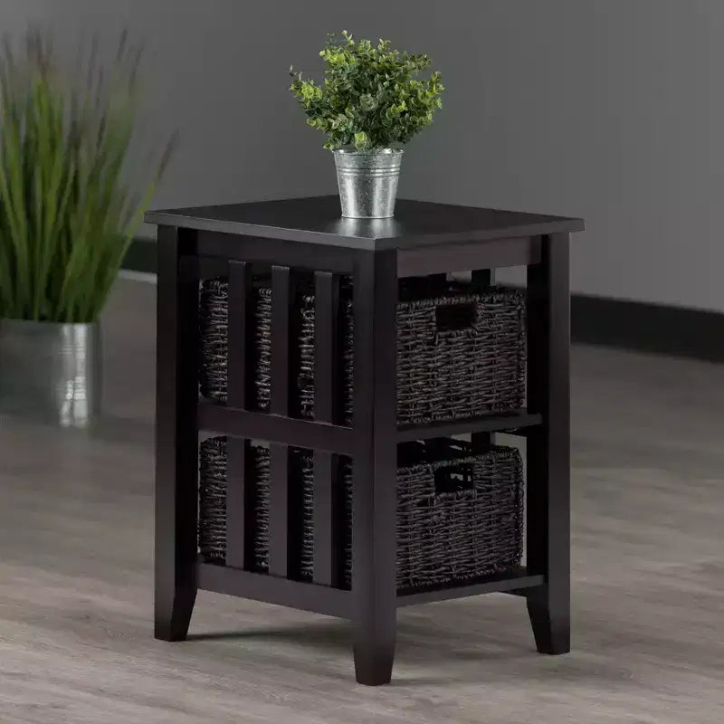 Table d'appoint avec paniers Espresso/Chocolat Rangement compact
