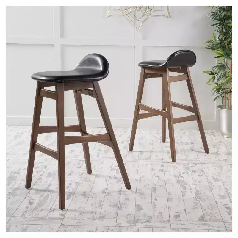 Tabouret de bar rembourré en bois d'hévéa