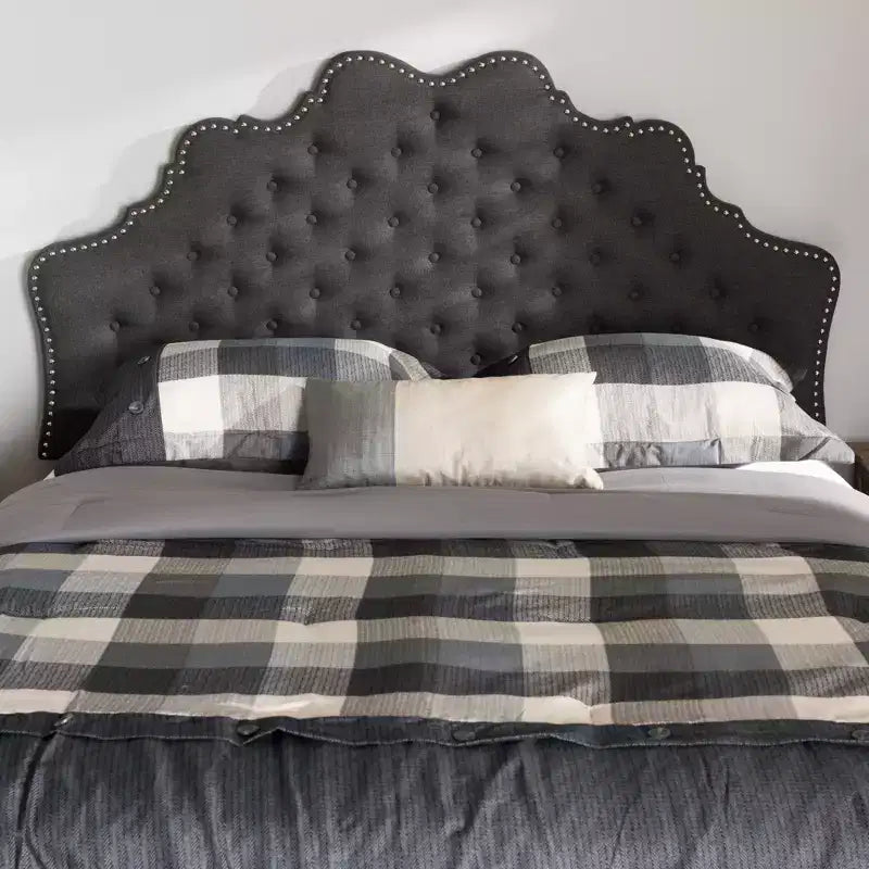 Tête de lit en tissu gris foncé, moderne et contemporaine