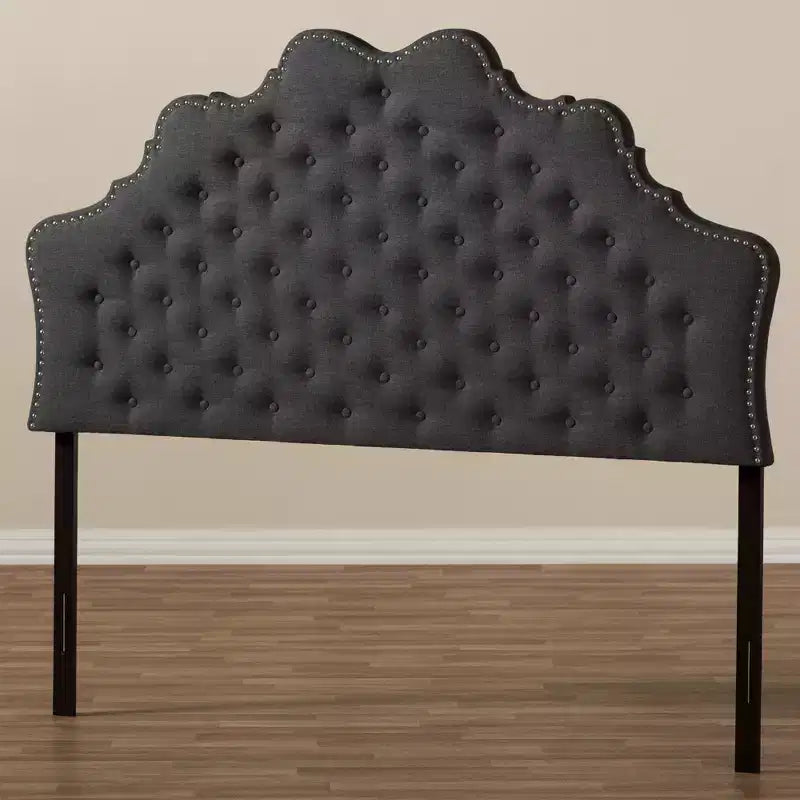 Tête de lit en tissu gris foncé, moderne et contemporaine