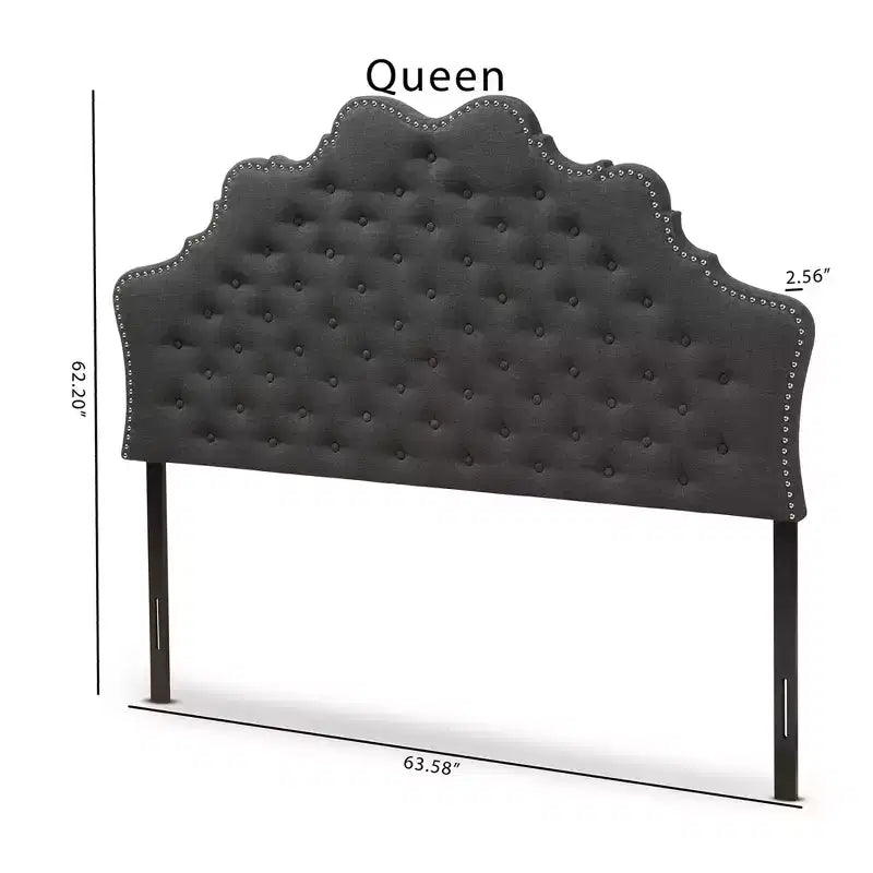Tête de lit en tissu gris foncé, moderne et contemporaine