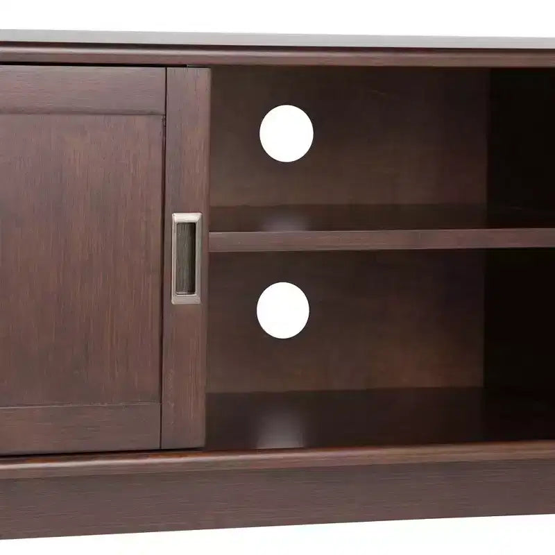 Meuble TV mi-siècle en bois massif pour téléviseurs jusqu'à 66