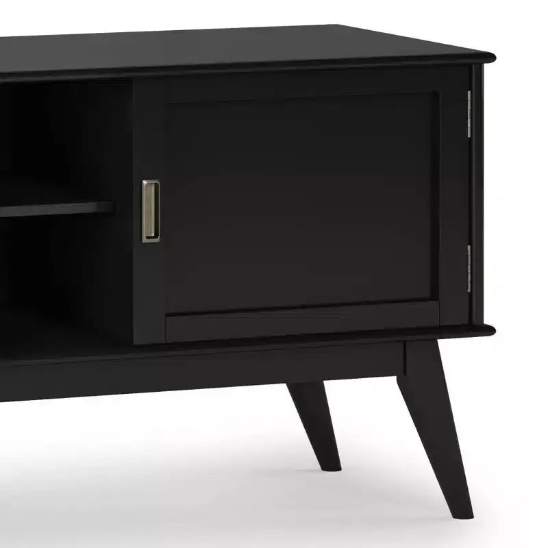 Meuble TV mi-siècle en bois massif pour téléviseurs jusqu'à 66