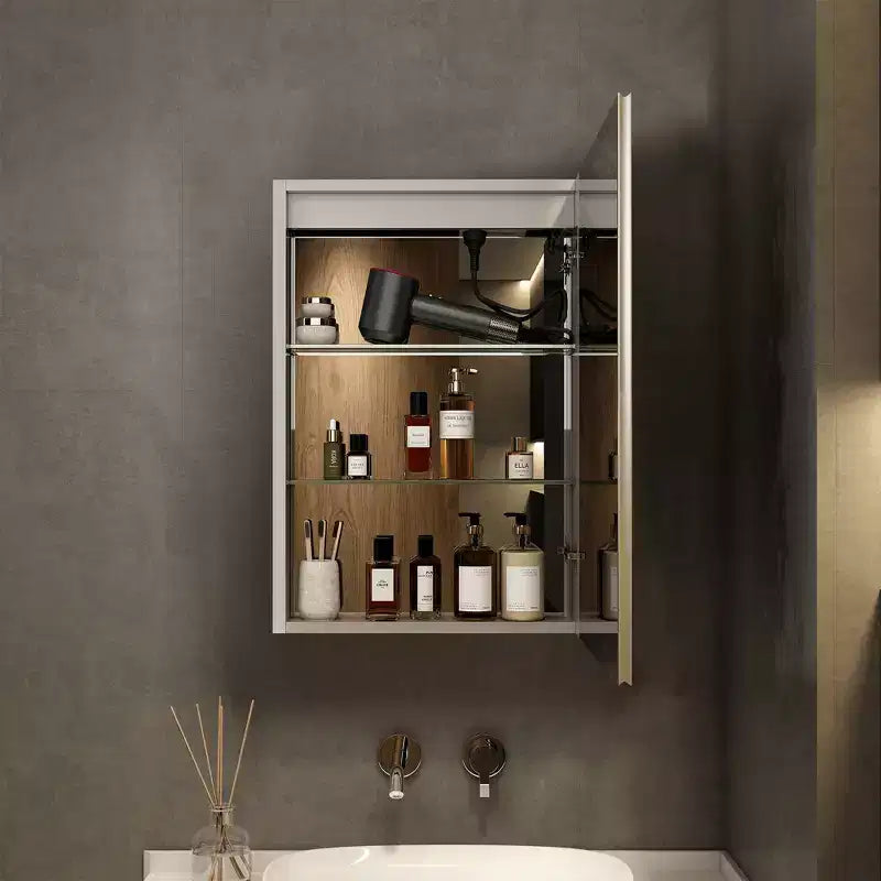 Armoire à pharmacie avec miroirs et lumières, meuble de salle de bain encastré/mural
