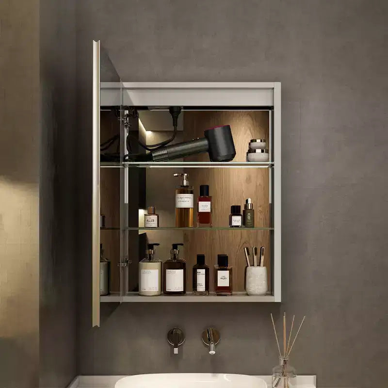 Armoire à pharmacie avec miroirs et lumières, meuble de salle de bain encastré/mural