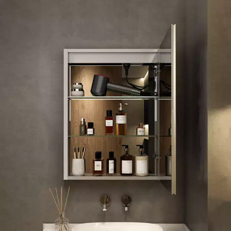 Armoire à pharmacie avec miroirs et lumières, meuble de salle de bain encastré/mural