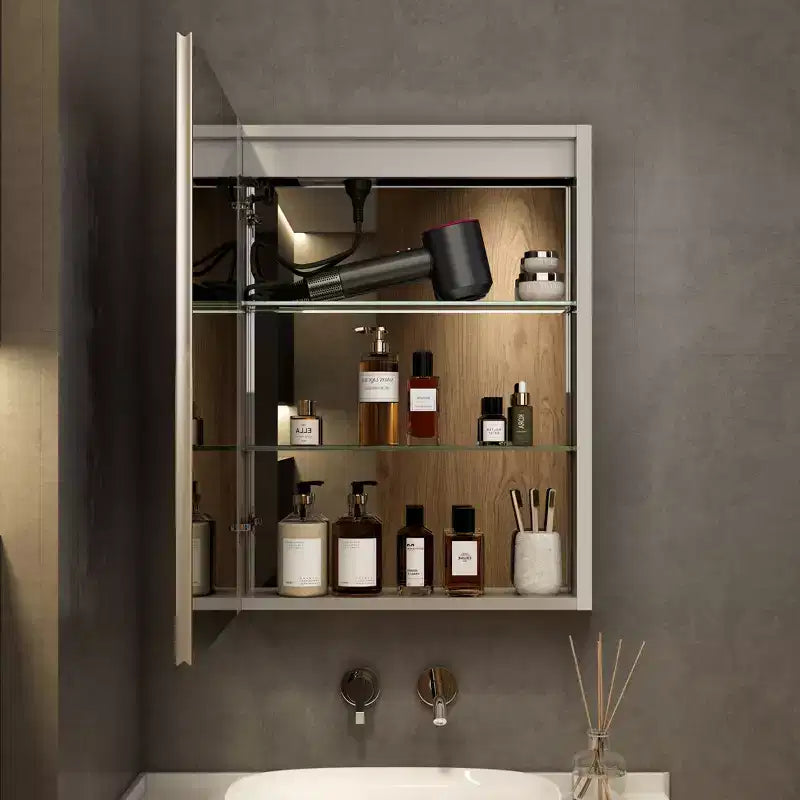 Armoire à pharmacie avec miroirs et lumières, meuble de salle de bain encastré/mural