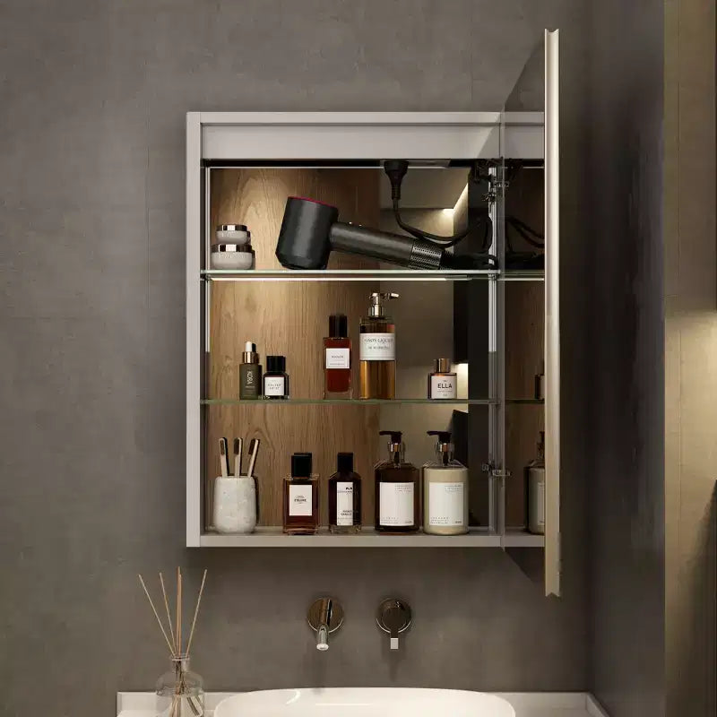 Armoire à pharmacie avec miroirs et lumières, meuble de salle de bain encastré/mural