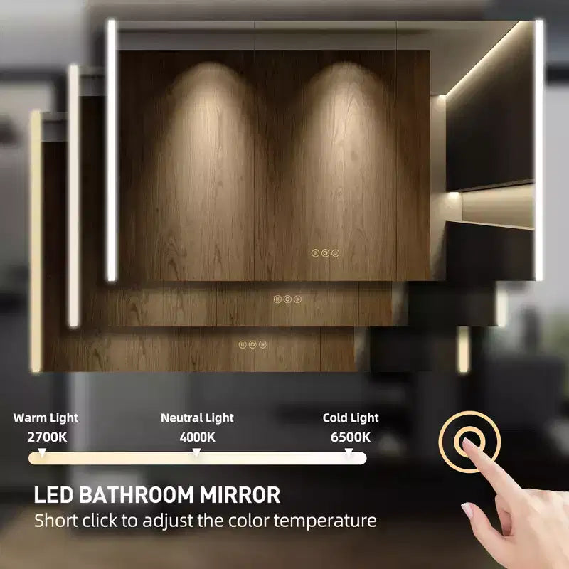 Armoire à pharmacie avec miroirs et lumières, meuble de salle de bain encastré/mural