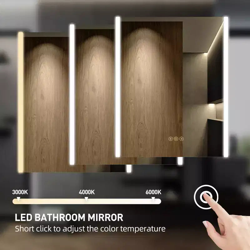 Armoire à pharmacie avec miroirs et lumières, meuble de salle de bain encastré/mural